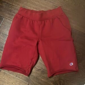 Champion reverse weave cutoff shorts - maroon worn 1x